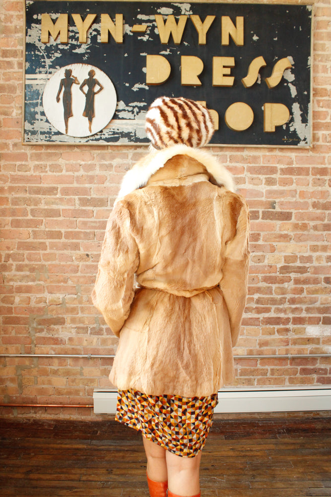 1970s Blonde Guanaco Fur Wrap Coat - M/L