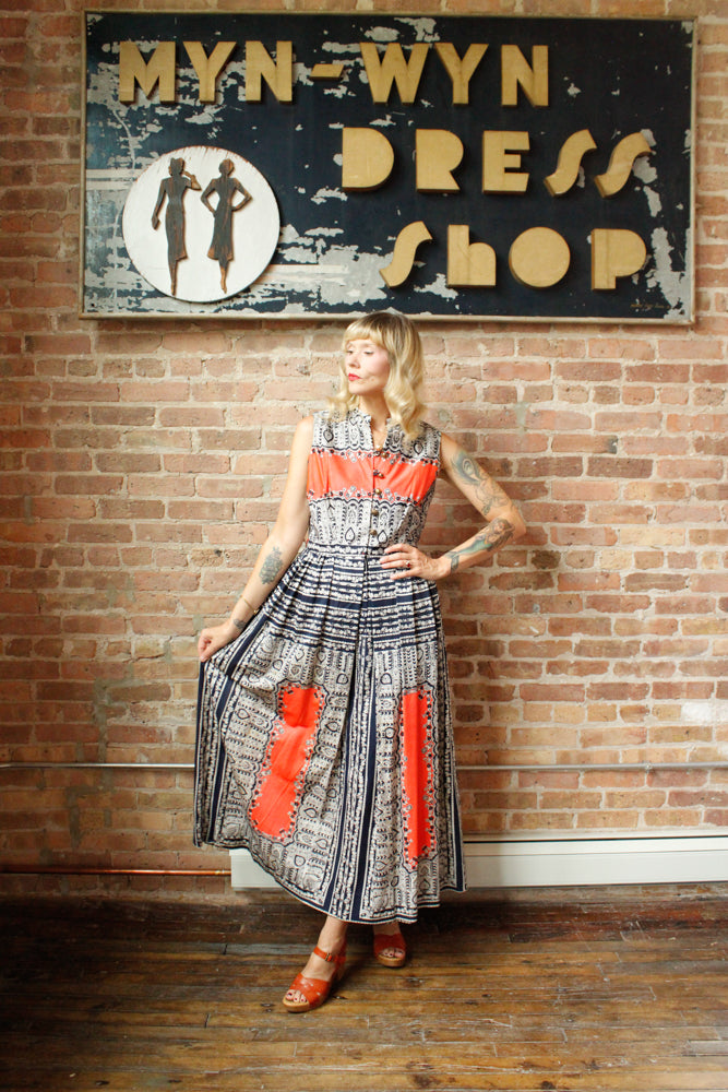 1960s Toni Todd Paisley Maxi Dress - Medium