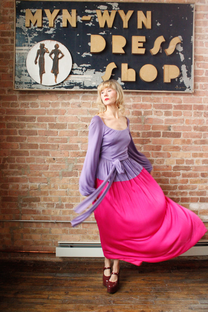 1960s Mollie Parnis Silk Jersey Maxi Dress - Medium