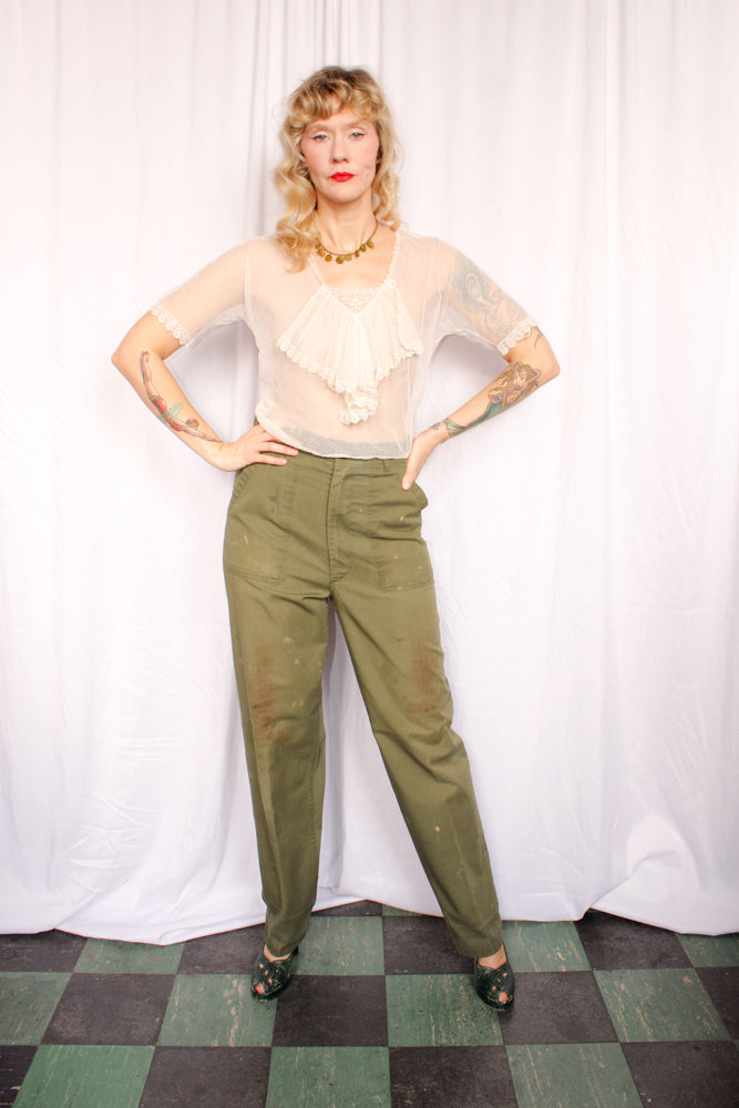 1970s Army Cotton Twill Pants - 31 waist