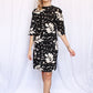 1960s Floral Twill Shift Dress - Small