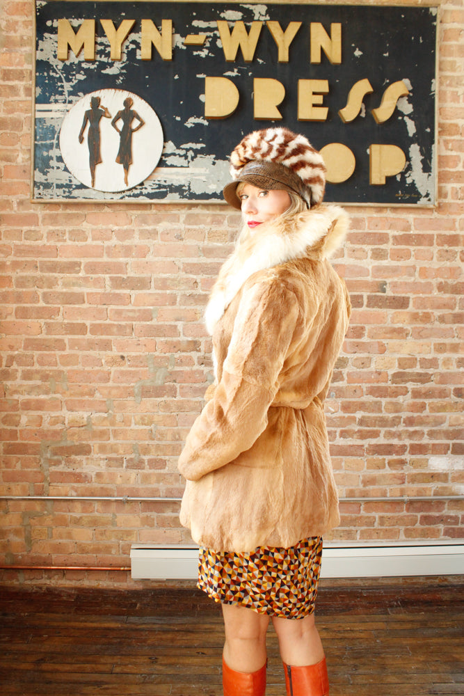 1970s Blonde Guanaco Fur Wrap Coat - M/L