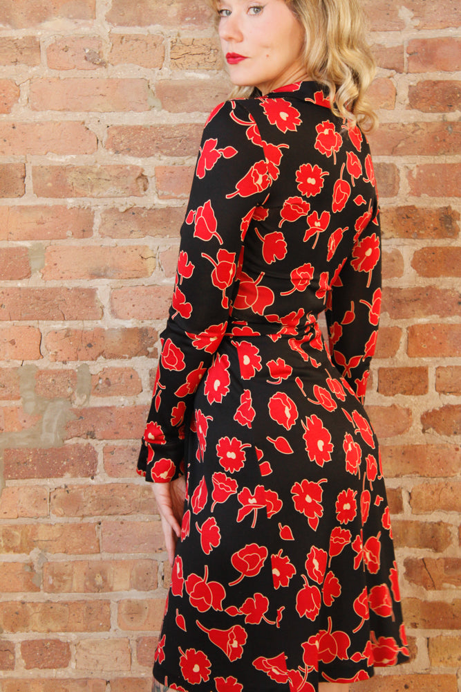 1970s DVF Jeanne Silk Jersey Floral Wrap Dress - Xs/S