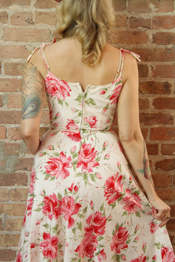 1950s Bold Rose Sun Dress - Xsmall 