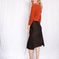 1980s Wool Copper & Black Pencil Skirt - Medium
