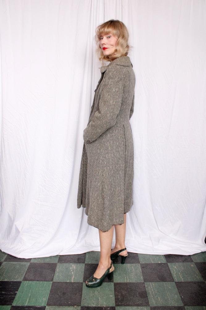 1940s Henshire Tweed Wool Coat - Medium
