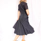 1950s Dior Style Silk Navy Dress - Small
