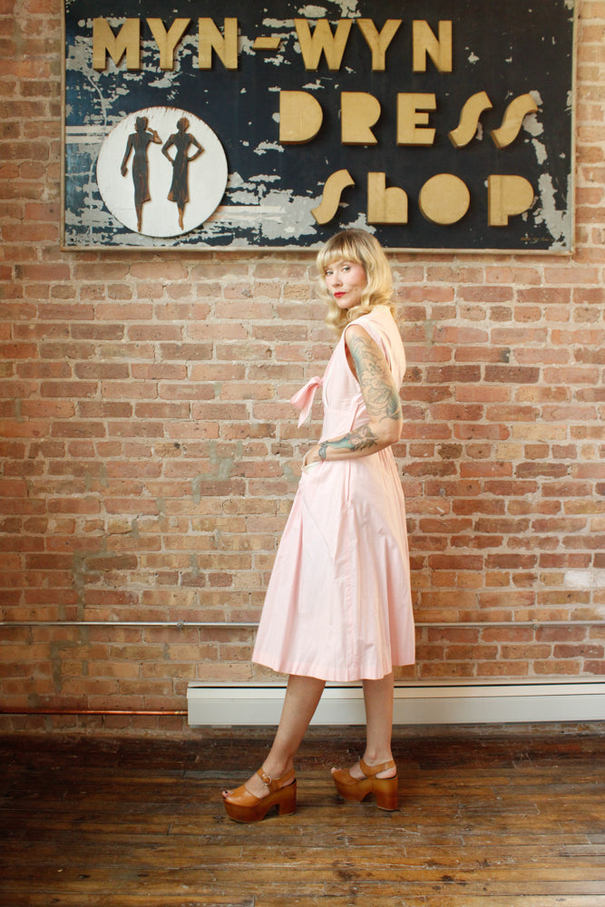 1950s Pink Pretty Bow Dress - S/M