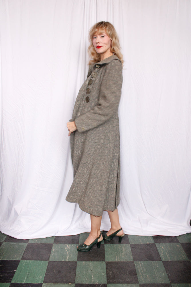 1940s Henshire Tweed Wool Coat - Medium