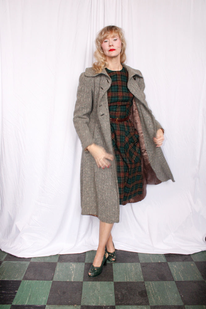 1940s Henshire Tweed Wool Coat - Medium