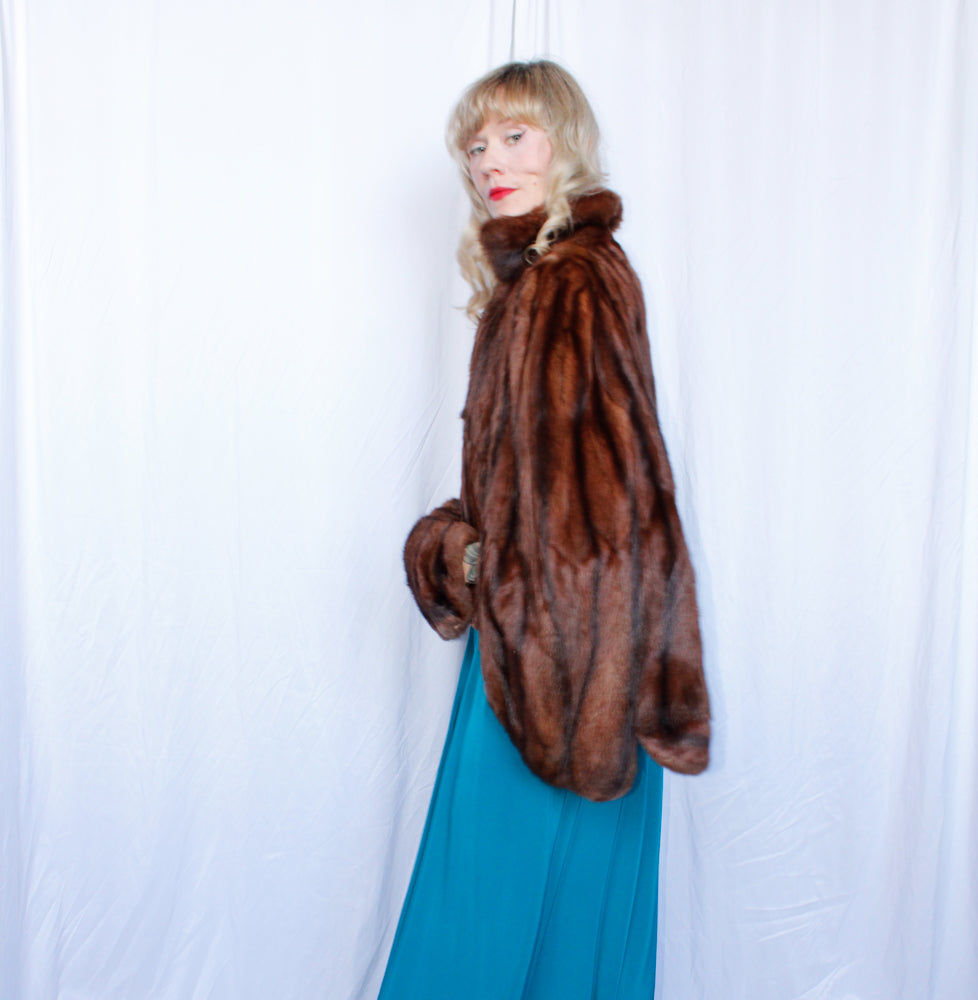 1940s Marmot Fur Cape with Muff - o/s