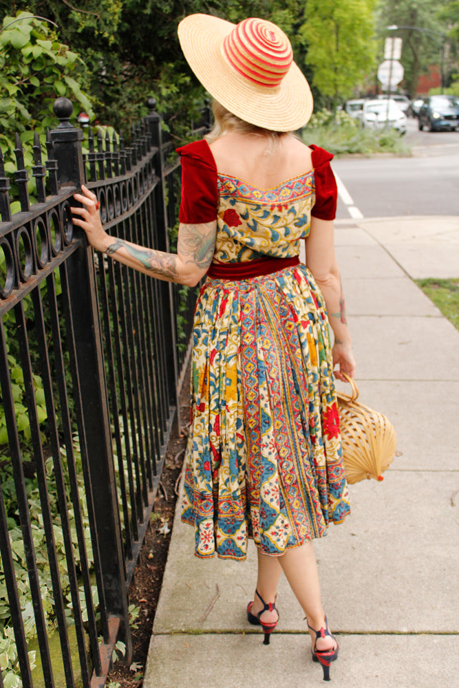 1940s Summer Woven Cartwheel Hat