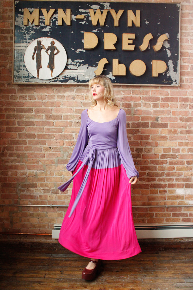 1960s Mollie Parnis Silk Jersey Maxi Dress - Medium