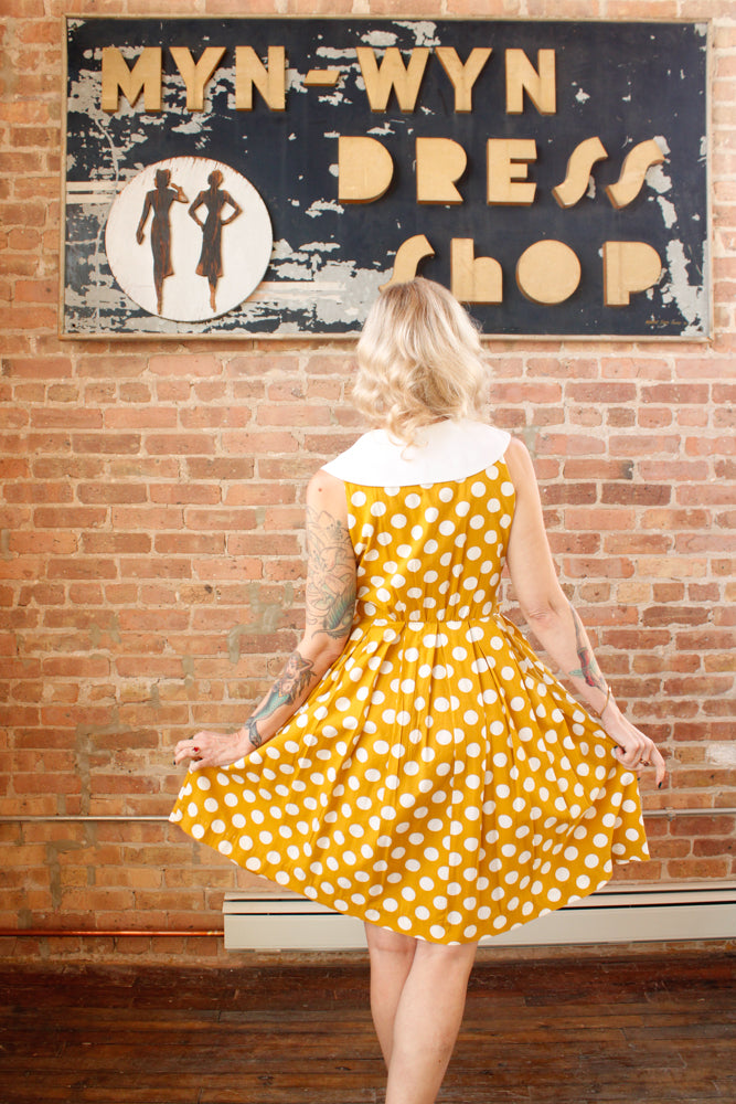 1950s Coquette Polka Dot Cotton Dress - Small 1950s Coquette Polka Dot Cotton Dress - Small