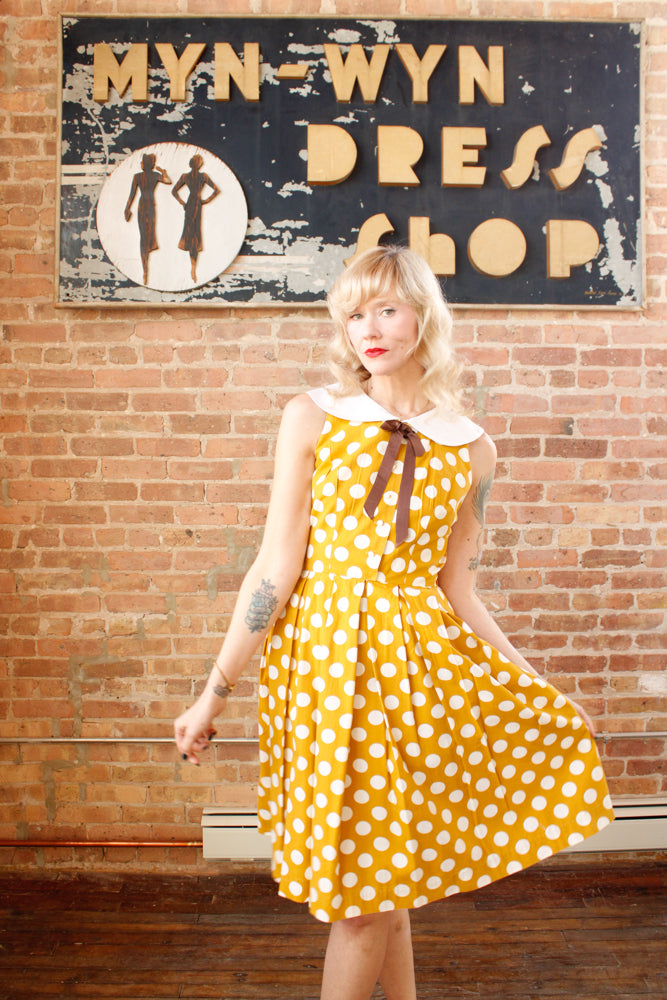 1950s Coquette Polka Dot Cotton Dress - Small 1950s Coquette Polka Dot Cotton Dress - Small