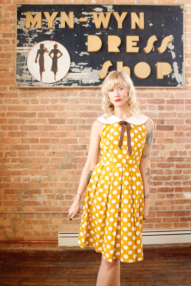 1950s Coquette Polka Dot Cotton Dress - Small 1950s Coquette Polka Dot Cotton Dress - Small