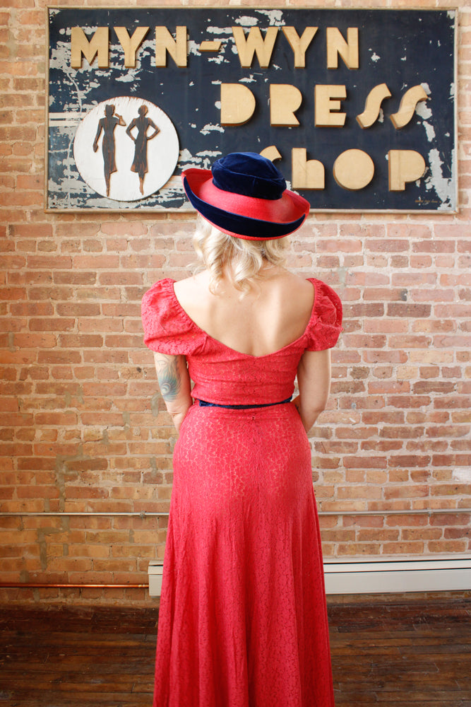 1930s Laura Love Woven & Velvet Hat