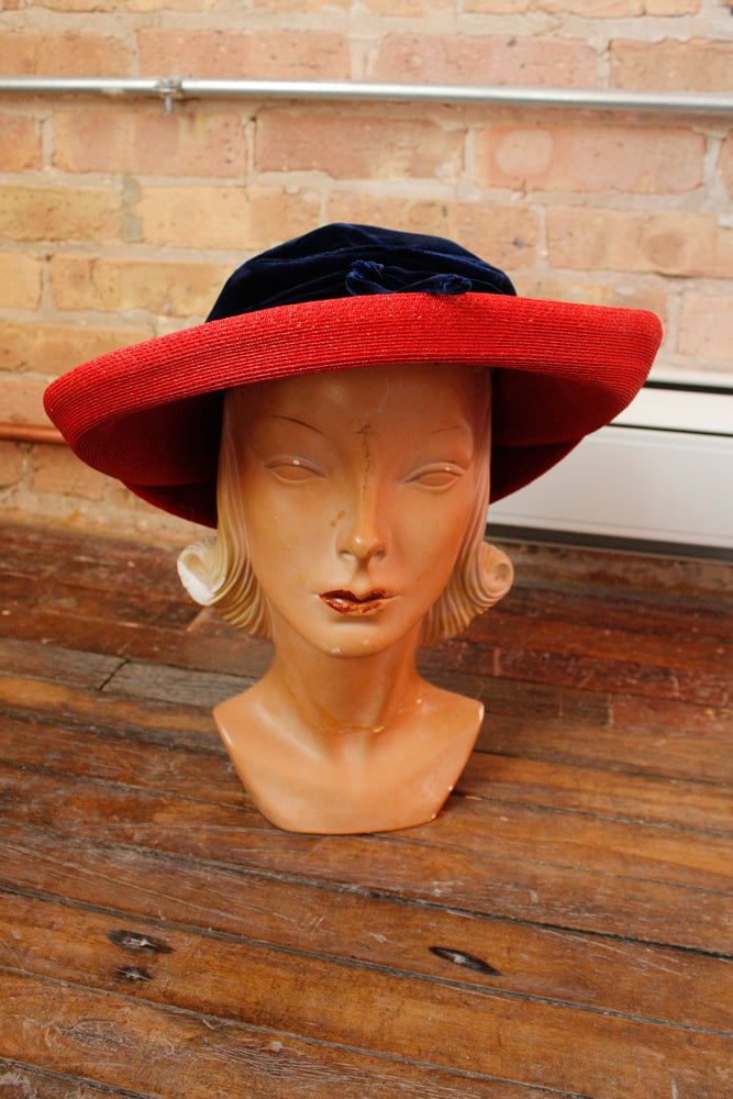 1930s Laura Love Woven & Velvet Hat