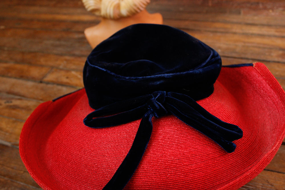 1930s Laura Love Woven & Velvet Hat