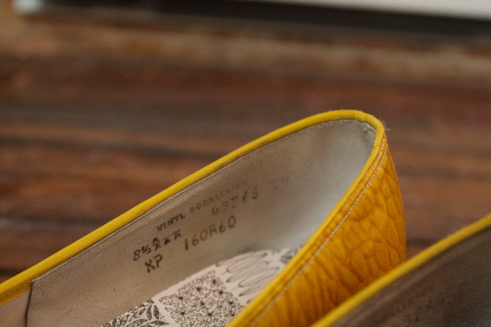 1960s Yellow Patent Leather Heels - 8.5 M