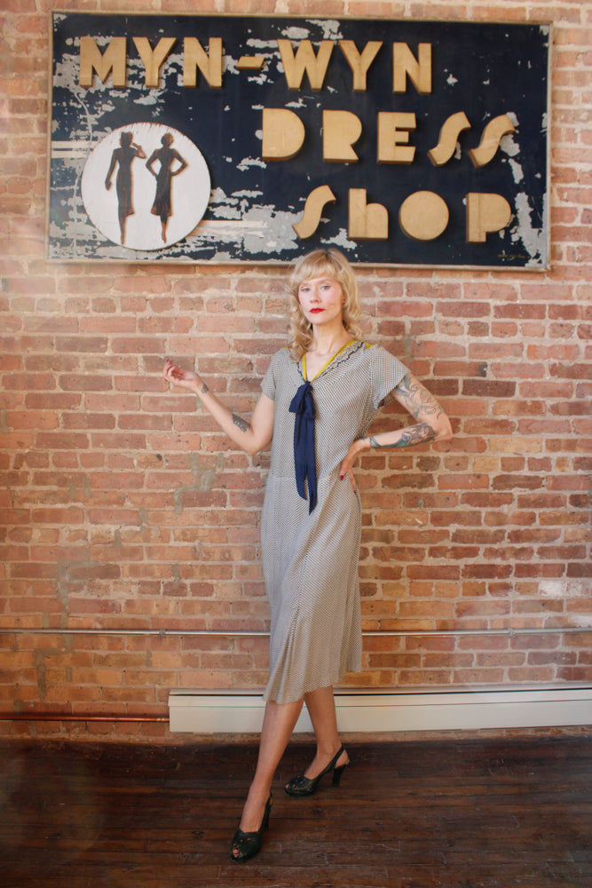 1930s Rose Art Rayon Dress and Jacket - Large 