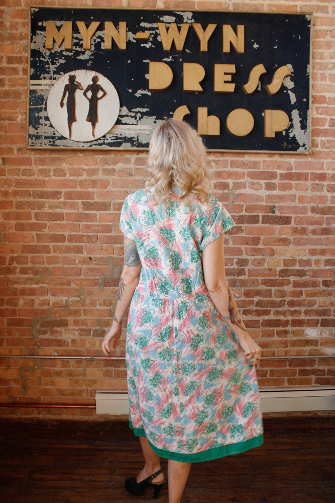 1940s Tree of Life Cotton Dress - XL