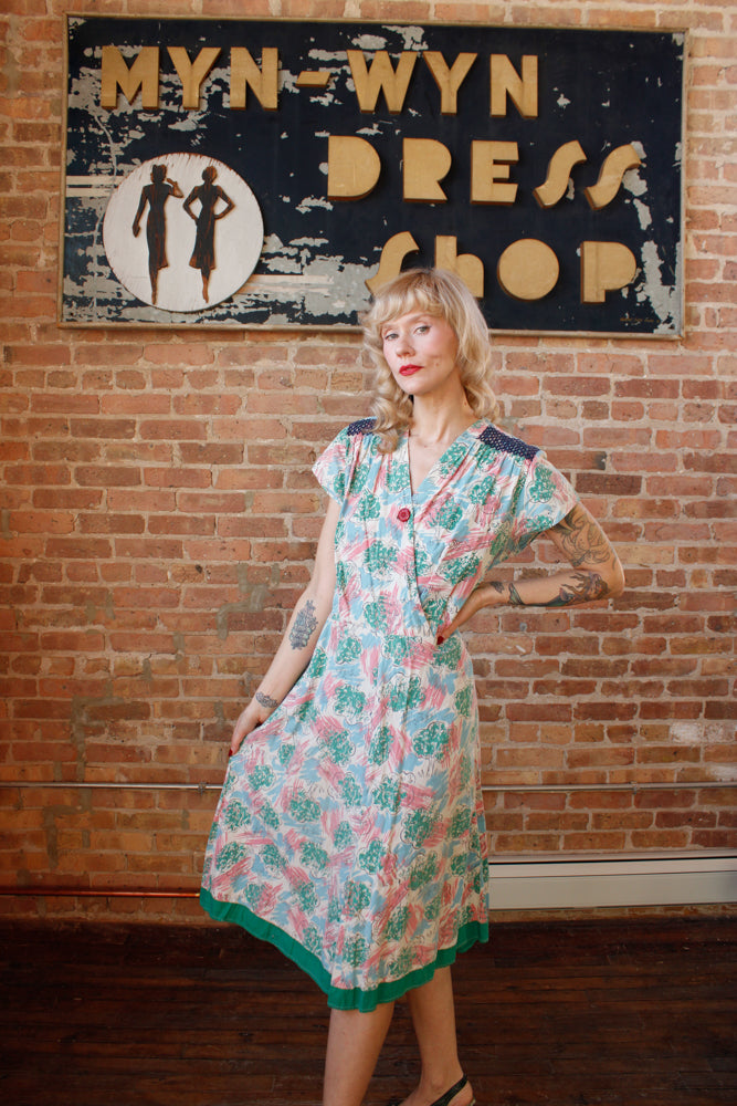 1940s Tree of Life Cotton Dress - XL