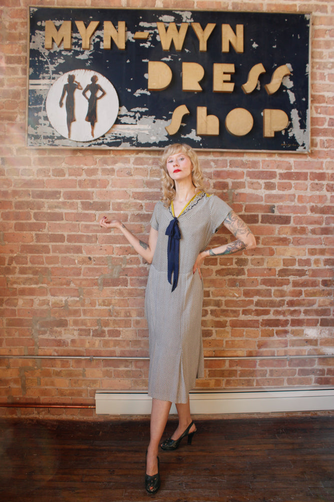 1930s Rose Art Rayon Dress and Jacket - Large 