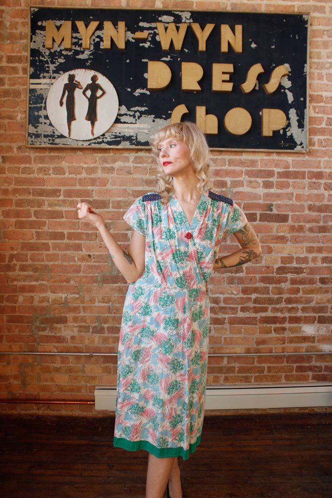 1940s Tree of Life Cotton Dress - XL