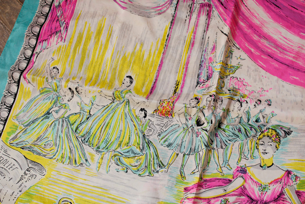 1940s Large Silk Night at the Opera Scarf