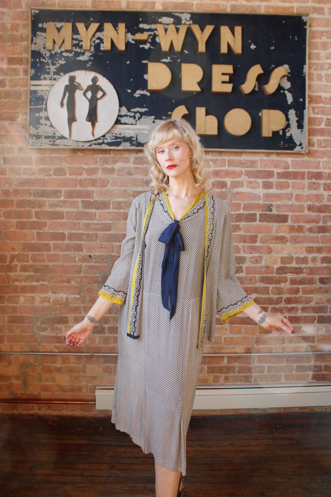 1930s Rose Art Rayon Dress and Jacket - Large 