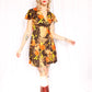 1970s Floral Flutter Sleeve Mini Dress - Medium