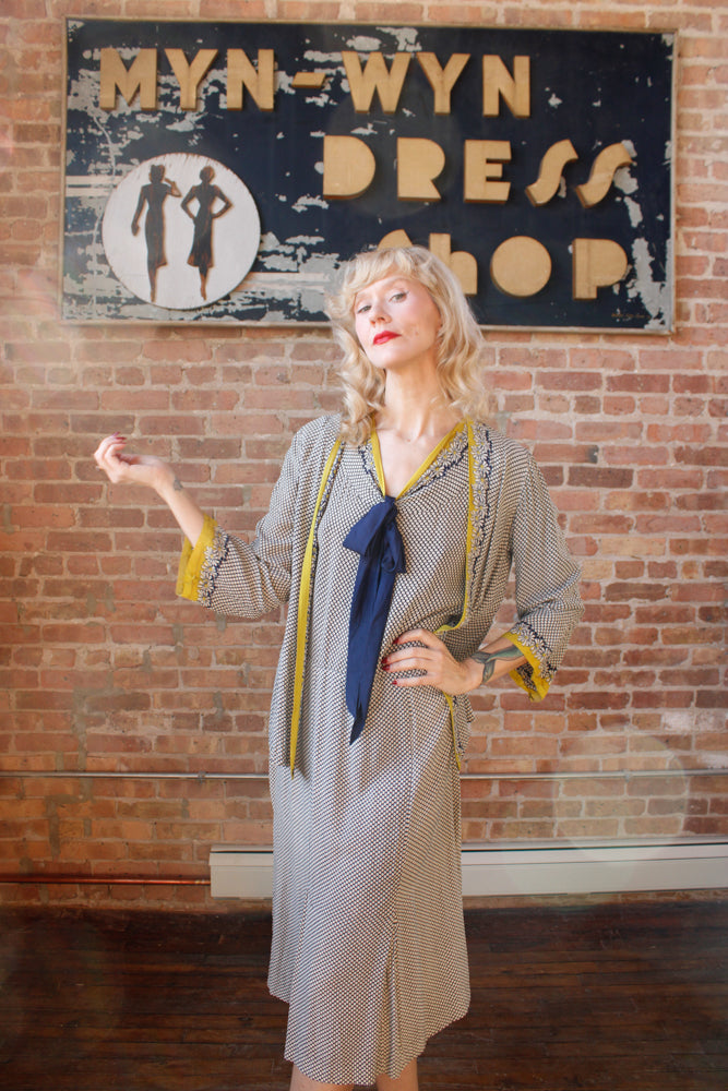 1930s Rose Art Rayon Dress and Jacket - Large 