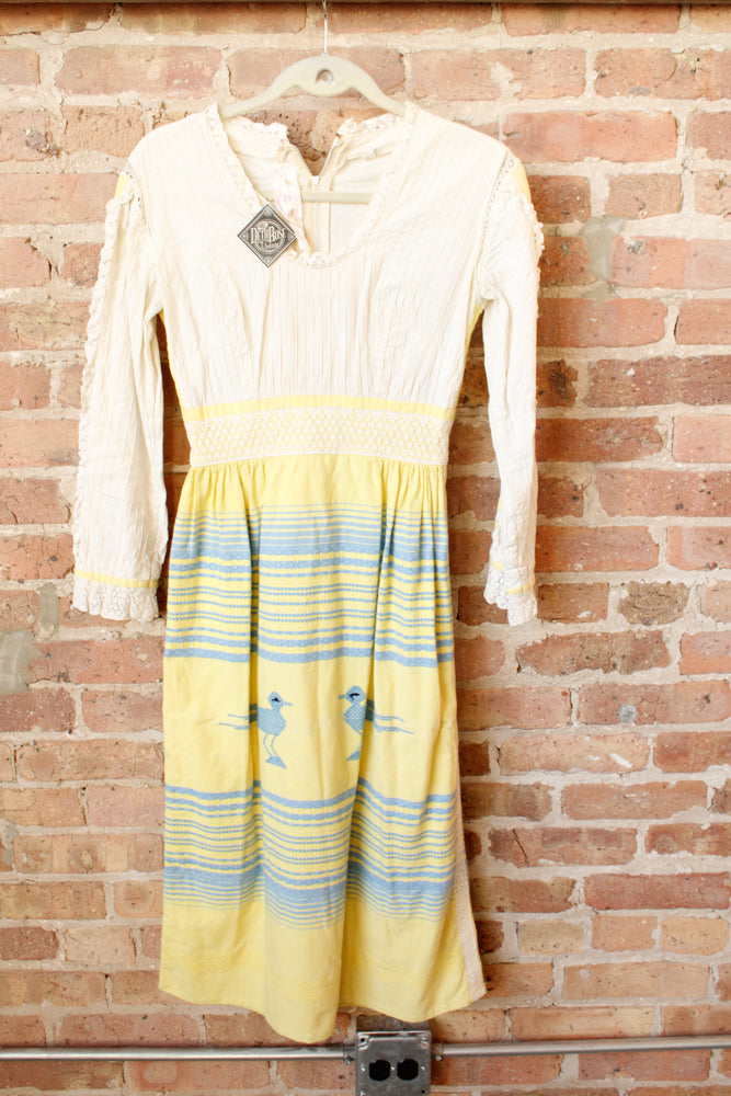 1960s Yucatan Embroidered Cotton Dress - Xsmall