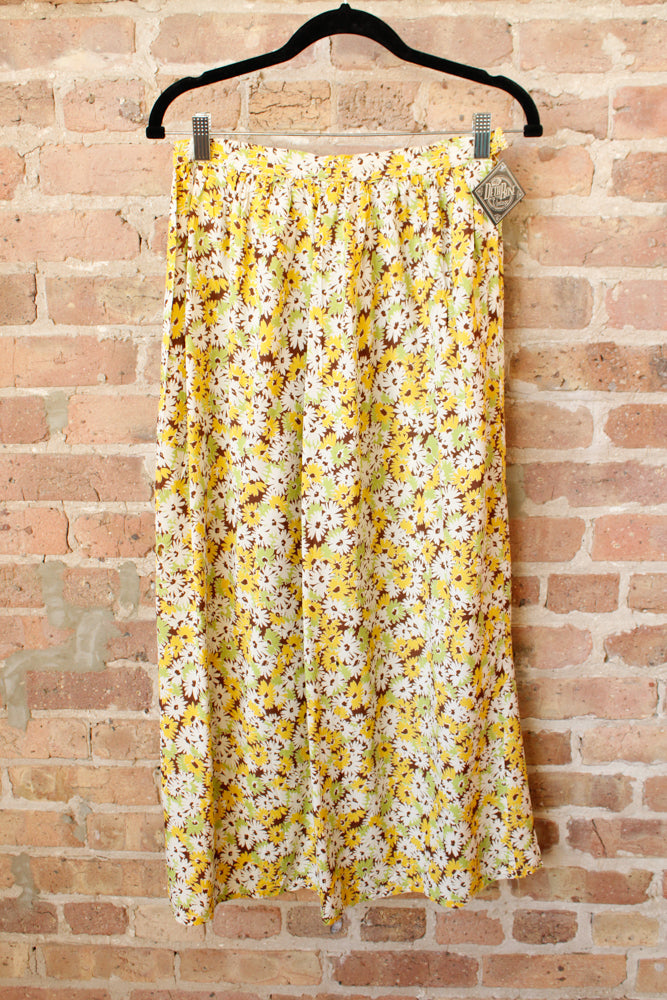 1930s Floral Cold Rayon Skirt - 28" waist