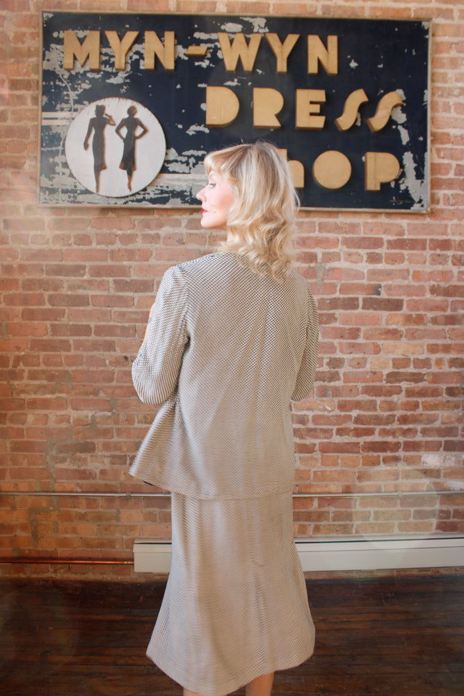 1930s Rose Art Rayon Dress and Jacket - Large 