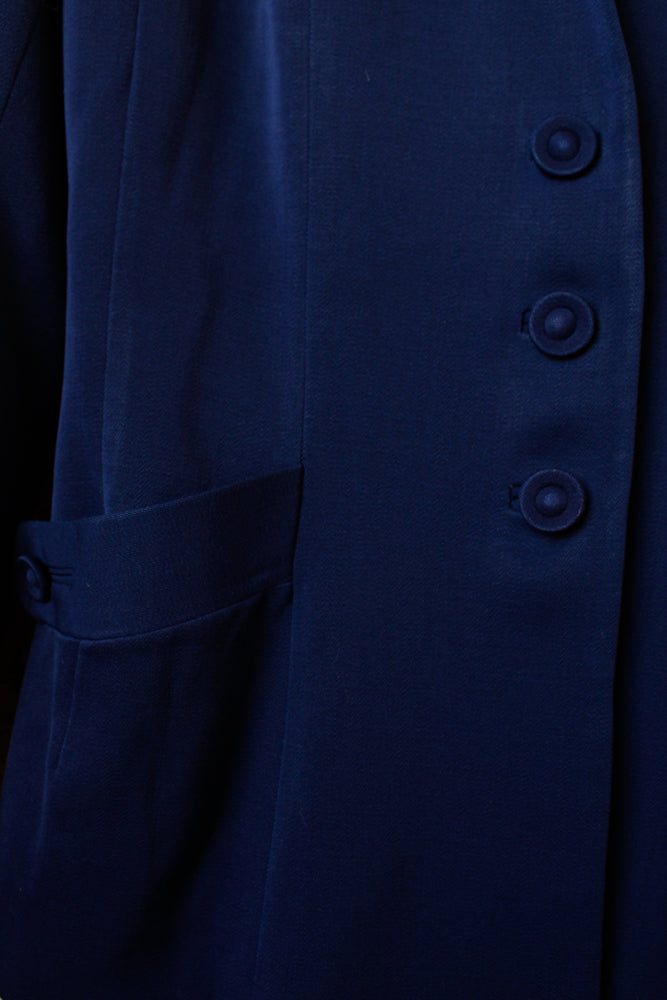 1940s Sapphire Blue Gabardine Wool Jacket - Medium