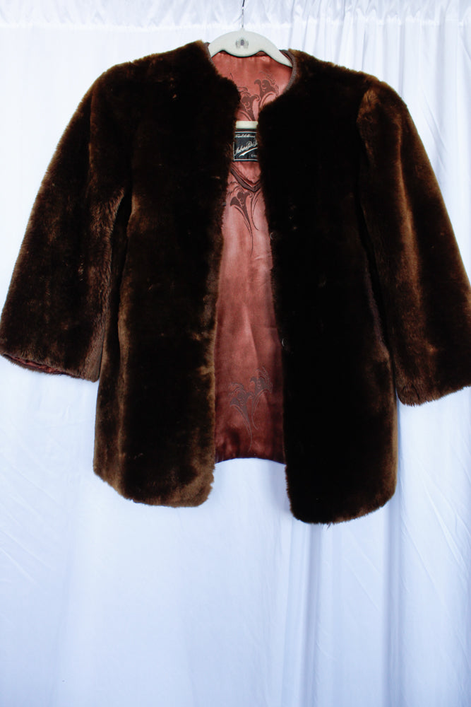 1940s Mouton Fur Cropped Coat - Small to Medium