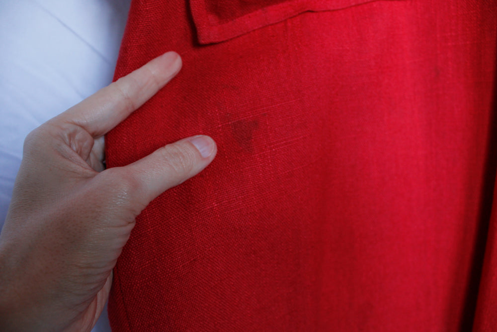 1950s Red Linen Swing Coat - L/XL