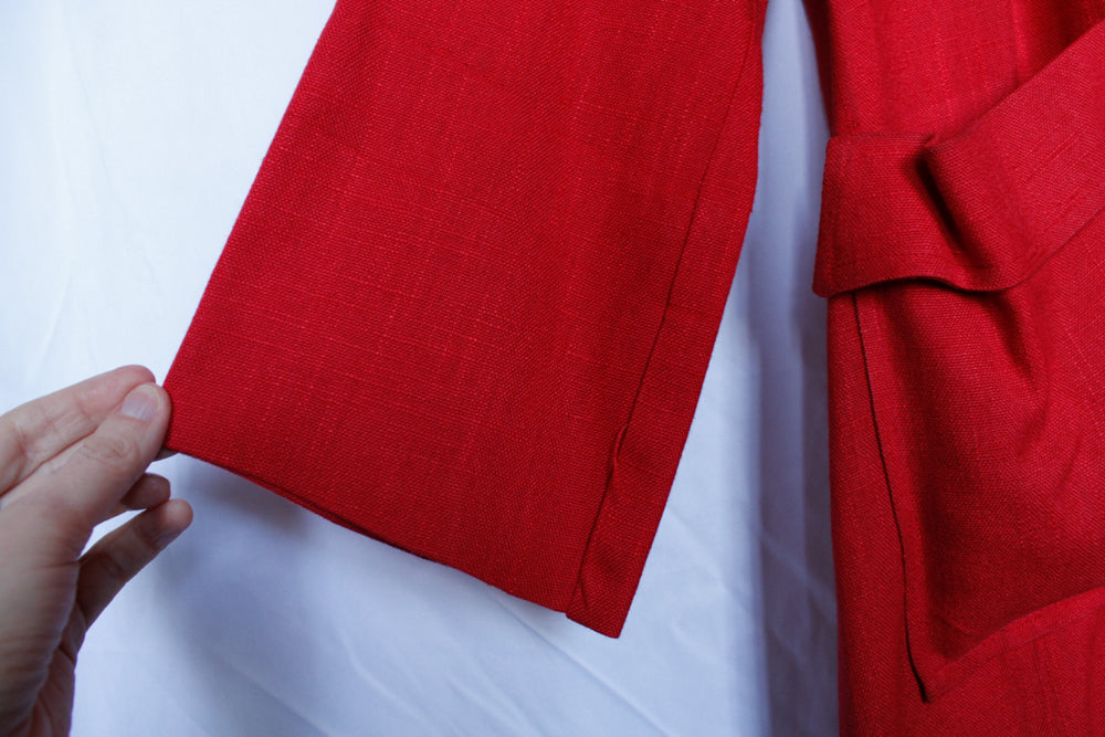 1950s Red Linen Swing Coat - L/XL