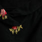 1950s 2pc Rose Embroidered Wool Blouse and Skirt Set - Small 