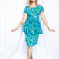 1950s Tailor Made Floral Dress with removable Caplet/Peplum - Medium