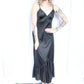 1970s Long Black Nylon Gown - Medium