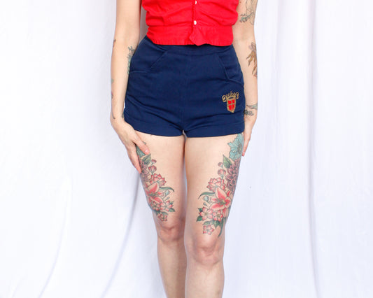 1950s Queen Twill Blue Shorts - Xsmall