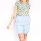 1960s Saks Fifth Ave Blue Linen Shorts - Small
