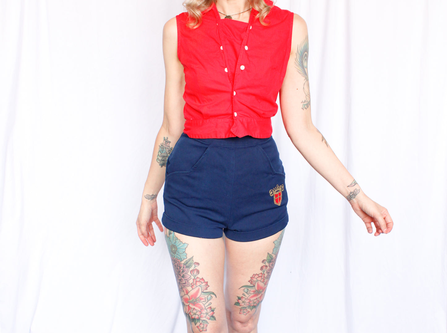 1950s Queen Twill Blue Shorts - Xsmall