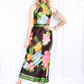 1960s Toni Todd Floral Jersey Maxi Dress - Small