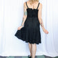 1990s Beaded Lace Black Cocktail Dress - Small