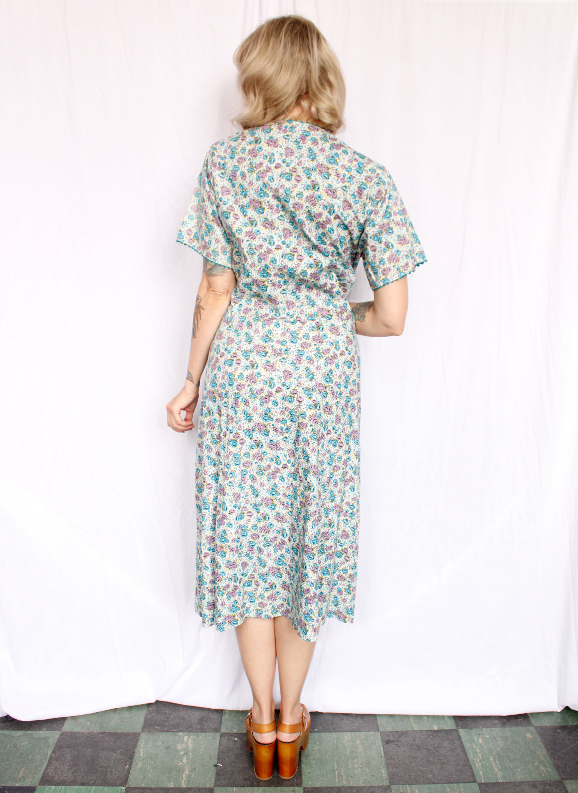 1940s Bill Sims Togs Floral Day Dress - XXLarge