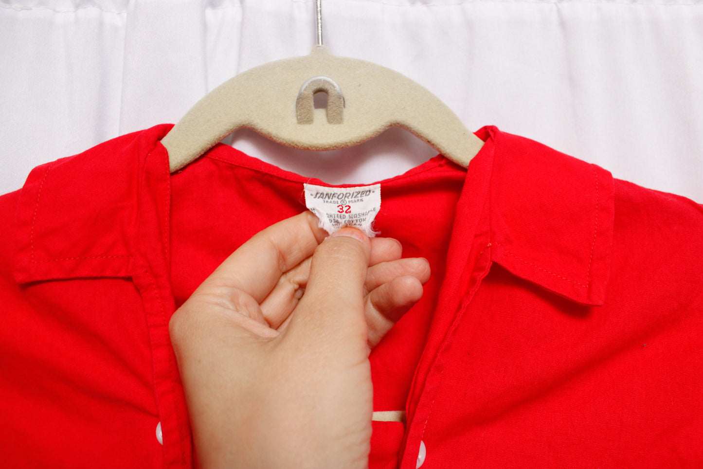 1950s Red Sanforized Cotton Shirt - Small
